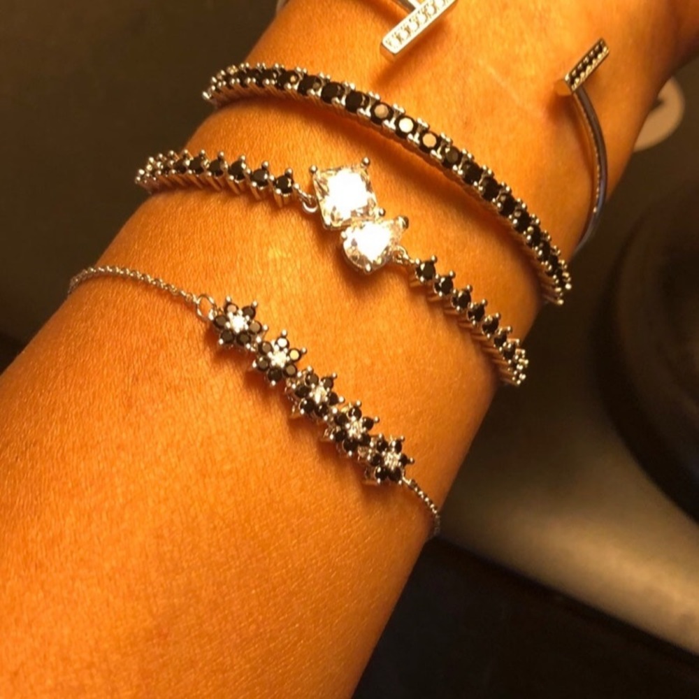 Adjustable Pure Silver Swarovski Elements Bracelet - image 7